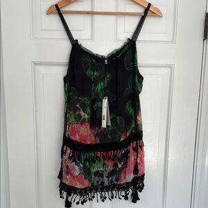 Elie Tahari Floral Tassel Camisole Top